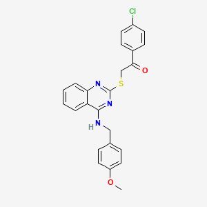 molecular formula C24H20ClN3O2S B2807317 1-(4-chlorophenyl)-2-[(4-{[(4-methoxyphenyl)methyl]amino}quinazolin-2-yl)sulfanyl]ethan-1-one CAS No. 688355-53-5