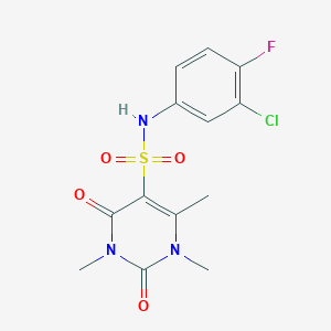 molecular formula C13H13ClFN3O4S B2807325 N-(3-氯-4-氟苯基)-1,3,4-三甲基-2,6-二氧杂嘧啶-5-磺酰胺 CAS No. 893340-01-7