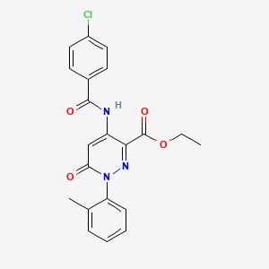 molecular formula C21H18ClN3O4 B2807327 Ethyl 4-(4-chlorobenzamido)-6-oxo-1-(o-tolyl)-1,6-dihydropyridazine-3-carboxylate CAS No. 941915-60-2