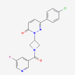 molecular formula C19H14ClFN4O2 B2807328 6-(4-Chlorophenyl)-2-[1-(5-fluoropyridine-3-carbonyl)azetidin-3-yl]pyridazin-3-one CAS No. 2380085-78-7