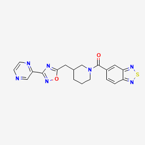molecular formula C19H17N7O2S B2807329 Benzo[c][1,2,5]thiadiazol-5-yl(3-((3-(pyrazin-2-yl)-1,2,4-oxadiazol-5-yl)methyl)piperidin-1-yl)methanone CAS No. 1704649-57-9