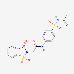 molecular formula C17H15N3O7S2 B2807340 N-(4-(N-acetylsulfamoyl)phenyl)-2-(1,1-dioxido-3-oxobenzo[d]isothiazol-2(3H)-yl)acetamide CAS No. 899995-74-5