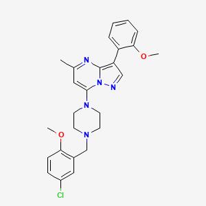 molecular formula C26H28ClN5O2 B2807347 7-(4-(5-氯-2-甲氧基苄基)哌嗪-1-基)-3-(2-甲氧基苯基)-5-甲基吡唑并[1,5-a]嘧啶 CAS No. 890622-18-1