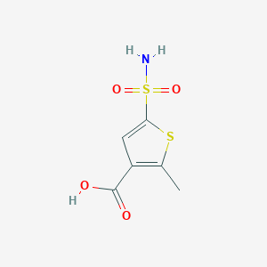 molecular formula C6H7NO4S2 B2807352 2-甲基-5-磺酰氨基噻吩-3-羧酸 CAS No. 1936164-46-3