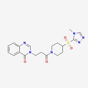 molecular formula C19H22N6O4S B2807355 3-(3-(4-((4-methyl-4H-1,2,4-triazol-3-yl)sulfonyl)piperidin-1-yl)-3-oxopropyl)quinazolin-4(3H)-one CAS No. 1448072-77-2