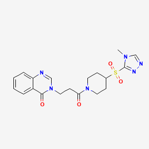 molecular formula C19H22N6O4S B2807355 3-(3-(4-((4-甲基-4H-1,2,4-三唑-3-基)磺酰基)哌啶-1-基)-3-氧代丙基)喹唑啉-4(3H)-酮 CAS No. 1448072-77-2