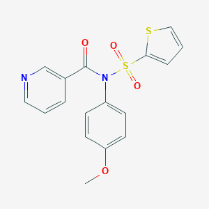 molecular formula C17H14N2O4S2 B280736 N-(4-methoxyphenyl)-N-(2-thienylsulfonyl)nicotinamide 