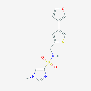 molecular formula C13H13N3O3S2 B2807368 N-[[4-(Furan-3-yl)thiophen-2-yl]methyl]-1-methylimidazole-4-sulfonamide CAS No. 2379993-65-2
