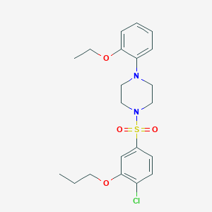 molecular formula C21H27ClN2O4S B2807372 1-(4-Chloro-3-propoxybenzenesulfonyl)-4-(2-ethoxyphenyl)piperazine CAS No. 2415571-44-5