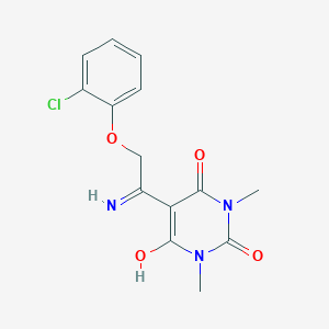 molecular formula C14H14ClN3O4 B2807374 5-[1-Amino-2-(2-chlorophenoxy)ethylidene]-1,3-dimethyl-1,3-diazinane-2,4,6-trione CAS No. 321430-76-6