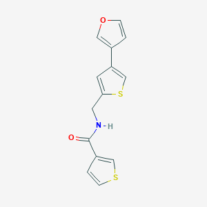 molecular formula C14H11NO2S2 B2807377 N-[[4-(Furan-3-yl)thiophen-2-yl]methyl]thiophene-3-carboxamide CAS No. 2379997-68-7