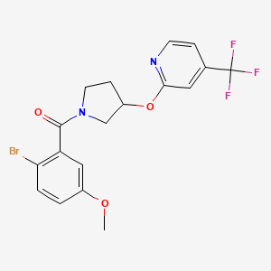 molecular formula C18H16BrF3N2O3 B2807378 (2-Bromo-5-methoxyphenyl)(3-((4-(trifluoromethyl)pyridin-2-yl)oxy)pyrrolidin-1-yl)methanone CAS No. 2034391-39-2