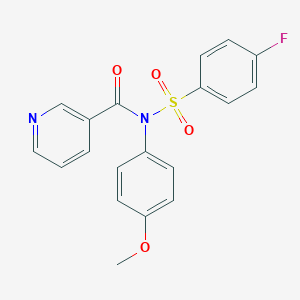 molecular formula C19H15FN2O4S B280738 N-[(4-fluorophenyl)sulfonyl]-N-(4-methoxyphenyl)nicotinamide 