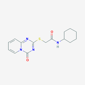 molecular formula C15H18N4O2S B2807380 N-环己基-2-(4-氧代吡啶[1,2-a][1,3,5]三嗪-2-基)硫醯基乙酰胺 CAS No. 896328-34-0