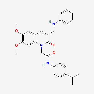 molecular formula C29H31N3O4 B2807382 2-[3-(苯胺甲基)-6,7-二甲氧基-2-氧代喹啉-1(2H)-基]-N-(4-异丙基苯基)乙酰胺 CAS No. 893789-03-2