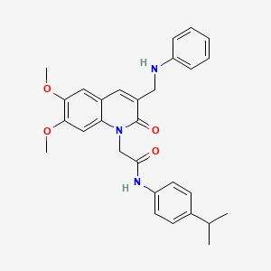 molecular formula C29H31N3O4 B2807382 2-{6,7-dimethoxy-2-oxo-3-[(phenylamino)methyl]-1,2-dihydroquinolin-1-yl}-N-[4-(propan-2-yl)phenyl]acetamide CAS No. 893789-03-2