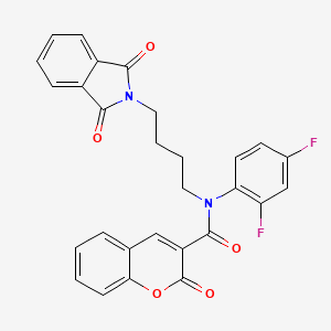 molecular formula C28H20F2N2O5 B2807385 N-(2,4-二氟苯基)-N-[4-(1,3-二氧-1,3-二氢-2H-异喹啉-2-基)丁基]-2-氧代-2H-香豆素-3-羧酰胺 CAS No. 308293-11-0