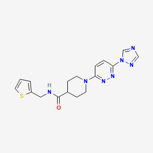 molecular formula C17H19N7OS B2807387 1-(6-(1H-1,2,4-三唑-1-基)吡啶并[3-yl)-N-(噻吩-2-基甲基)哌啶-4-羧酰胺 CAS No. 1797718-86-5