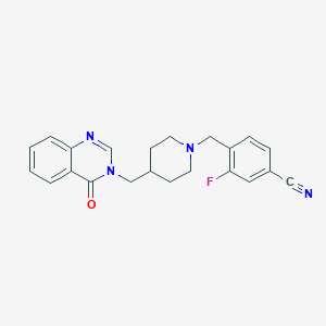 molecular formula C22H21FN4O B2807402 3-Fluoro-4-[[4-[(4-oxoquinazolin-3-yl)methyl]piperidin-1-yl]methyl]benzonitrile CAS No. 2380194-83-0