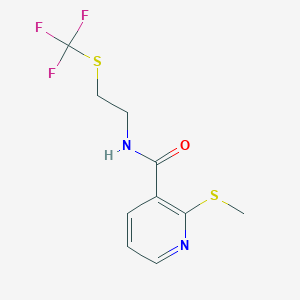 molecular formula C10H11F3N2OS2 B2807403 2-(methylsulfanyl)-N-{2-[(trifluoromethyl)sulfanyl]ethyl}pyridine-3-carboxamide CAS No. 1197610-50-6