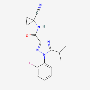 molecular formula C16H16FN5O B2807414 N-(1-Cyanocyclopropyl)-1-(2-fluorophenyl)-5-propan-2-yl-1,2,4-triazole-3-carboxamide CAS No. 1436162-73-0
