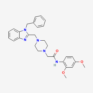 molecular formula C29H33N5O3 B2807421 2-(4-((1-苄基-1H-苯并[d]咪唑-2-基)甲基)哌嗪-1-基)-N-(2,4-二甲氧基苯基)乙酰胺 CAS No. 1172486-35-9