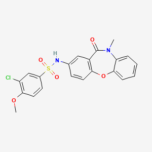 molecular formula C21H17ClN2O5S B2807422 3-chloro-4-methoxy-N-(10-methyl-11-oxo-10,11-dihydrodibenzo[b,f][1,4]oxazepin-2-yl)benzenesulfonamide CAS No. 922010-26-2