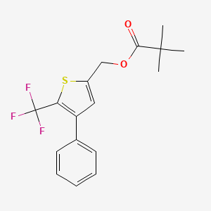 molecular formula C17H17F3O2S B2807424 [4-苯基-5-(三氟甲基)-2-噻吩基]甲基缬酸酯 CAS No. 256525-65-2