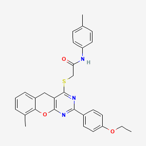 2-((2-(4-ethoxyphenyl)-9-methyl-5H-chromeno[2,3-d]pyrimidin-4-yl)thio)-N-(p-tolyl)acetamide