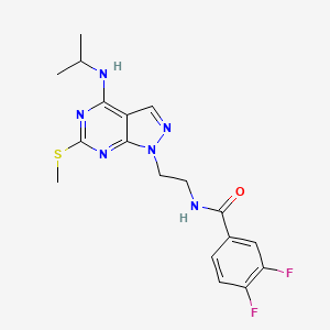 molecular formula C18H20F2N6OS B2807438 3,4-difluoro-N-(2-(4-(isopropylamino)-6-(methylthio)-1H-pyrazolo[3,4-d]pyrimidin-1-yl)ethyl)benzamide CAS No. 946364-16-5