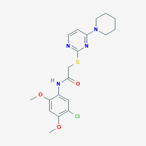 molecular formula C19H23ClN4O3S B2807442 N-(5-chloro-2,4-dimethoxyphenyl)-2-((4-(piperidin-1-yl)pyrimidin-2-yl)thio)acetamide CAS No. 1251583-90-0