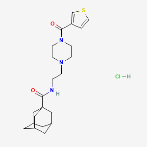 molecular formula C22H32ClN3O2S B2807457 N-{2-[4-(thiophene-3-carbonyl)piperazin-1-yl]ethyl}adamantane-1-carboxamide hydrochloride CAS No. 1351586-93-0