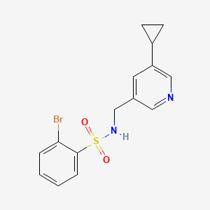 molecular formula C15H15BrN2O2S B2807462 2-bromo-N-((5-cyclopropylpyridin-3-yl)methyl)benzenesulfonamide CAS No. 2034313-57-8