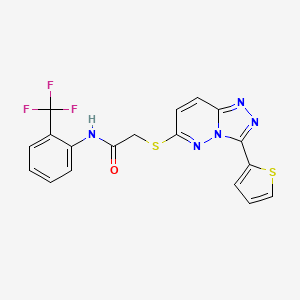 molecular formula C18H12F3N5OS2 B2807466 2-((3-(thiophen-2-yl)-[1,2,4]triazolo[4,3-b]pyridazin-6-yl)thio)-N-(2-(trifluoromethyl)phenyl)acetamide CAS No. 868966-67-0