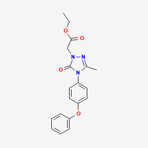 molecular formula C19H19N3O4 B2807467 乙基-2-[3-甲基-5-氧代-4-(4-苯氧基苯基)-4,5-二氢-1H-1,2,4-三唑-1-基]乙酸酯 CAS No. 860789-24-8