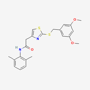 molecular formula C22H24N2O3S2 B2807469 2-(2-((3,5-dimethoxybenzyl)thio)thiazol-4-yl)-N-(2,6-dimethylphenyl)acetamide CAS No. 954036-19-2