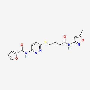 molecular formula C17H17N5O4S B2807473 N-(6-((4-((5-methylisoxazol-3-yl)amino)-4-oxobutyl)thio)pyridazin-3-yl)furan-2-carboxamide CAS No. 1105218-24-3