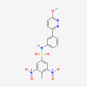 molecular formula C18H15N5O7S B2807475 N-(3-(6-methoxypyridazin-3-yl)phenyl)-4-methyl-3,5-dinitrobenzenesulfonamide CAS No. 906152-10-1