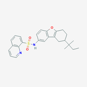 molecular formula C26H28N2O3S B280748 N-(8-tert-pentyl-6,7,8,9-tetrahydrodibenzo[b,d]furan-2-yl)-8-quinolinesulfonamide 