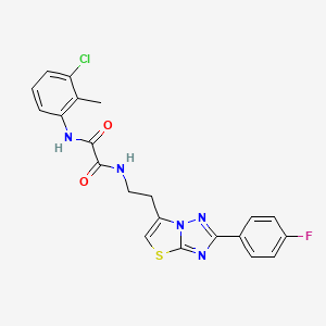 molecular formula C21H17ClFN5O2S B2807481 N1-(3-氯-2-甲基苯基)-N2-(2-(2-(4-氟苯基)噻唑并[3,2-b][1,2,4]三唑-6-基)乙基)草酰胺 CAS No. 897757-96-9