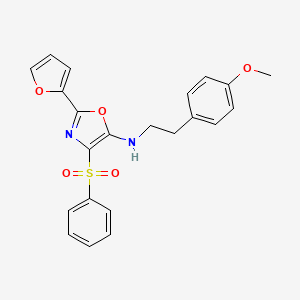 molecular formula C22H20N2O5S B2807483 2-(furan-2-yl)-N-[2-(4-methoxyphenyl)ethyl]-4-(phenylsulfonyl)-1,3-oxazol-5-amine CAS No. 862793-23-5