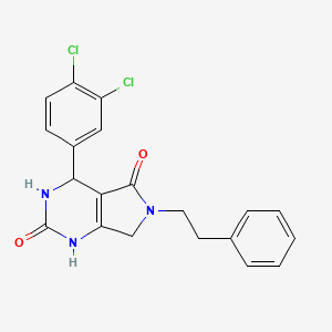 molecular formula C20H17Cl2N3O2 B2807492 4-(3,4-dichlorophenyl)-6-phenethyl-3,4,6,7-tetrahydro-1H-pyrrolo[3,4-d]pyrimidine-2,5-dione CAS No. 931075-63-7