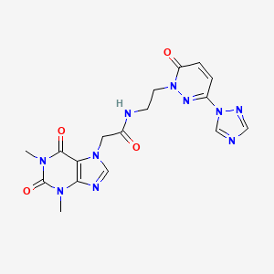 2-(1,3-dimethyl-2,6-dioxo-2,3-dihydro-1H-purin-7(6H)-yl)-N-(2-(6-oxo-3-(1H-1,2,4-triazol-1-yl)pyridazin-1(6H)-yl)ethyl)acetamide
