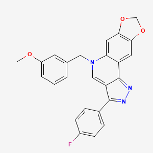 5-(4-Fluorophenyl)-8-[(3-methoxyphenyl)methyl]-12,14-dioxa-3,4,8-triazatetracyclo[7.7.0.0^{2,6}.0^{11,15}]hexadeca-1(16),2,4,6,9,11(15)-hexaene