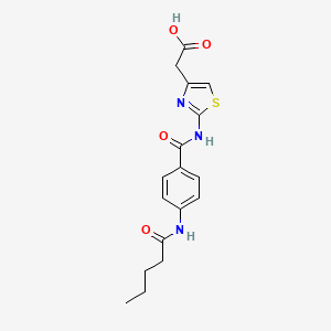 molecular formula C17H19N3O4S B2807534 (2-{[4-(Pentanoylamino)benzoyl]amino}-1,3-thiazol-4-yl)acetic acid CAS No. 931374-29-7