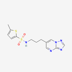 molecular formula C13H15N5O2S2 B2807539 N-(3-([1,2,4]triazolo[1,5-a]pyrimidin-6-yl)propyl)-5-methylthiophene-2-sulfonamide CAS No. 2034318-07-3