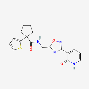 N-((3-(2-oxo-1,2-dihydropyridin-3-yl)-1,2,4-oxadiazol-5-yl)methyl)-1-(thiophen-2-yl)cyclopentanecarboxamide