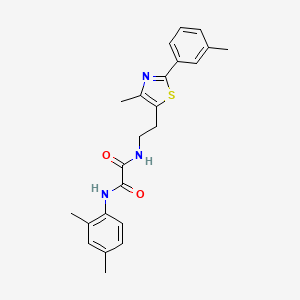 molecular formula C23H25N3O2S B2807545 N1-(2,4-dimethylphenyl)-N2-(2-(4-methyl-2-(m-tolyl)thiazol-5-yl)ethyl)oxalamide CAS No. 894018-57-6