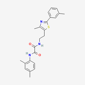 molecular formula C23H25N3O2S B2807545 N1-(2,4-二甲基苯基)-N2-(2-(4-甲基-2-(间甲苯基)噻唑-5-基)乙基)草酰胺 CAS No. 894018-57-6