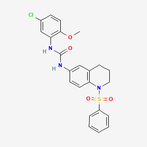 molecular formula C23H22ClN3O4S B2807552 1-(5-Chloro-2-methoxyphenyl)-3-(1-(phenylsulfonyl)-1,2,3,4-tetrahydroquinolin-6-yl)urea CAS No. 1203167-71-8